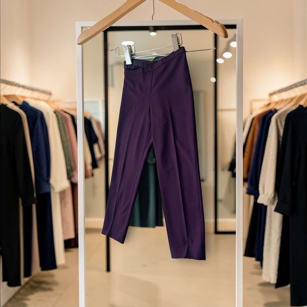 Myanmar Purple Side Zip Pants Women Size 8 Tailored Straight Leg Workwear‎